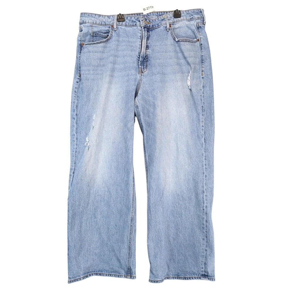 Old Navy Sky-Hi Wide Leg Jeans Womens 18 Petite 38x28" Distressed Streetwear Y2K